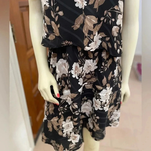 LUCKY BRAND ONE SHOULDER FLORAL MINI DRESS SIZE M BLACK/MULTI - Picture 8 of 15